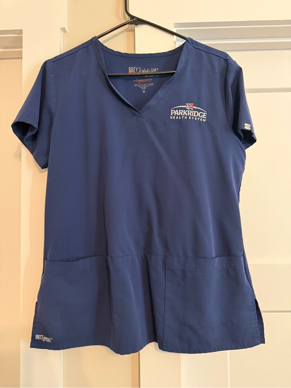 Grey's Anatomy Women's Navy Blue Scrub Top - Parkridge Logo